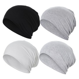 JarseHera 4PCS Cotton Slouchy Beanie Soft Sleep Caps Chemo Headwear Skull Cap Hats