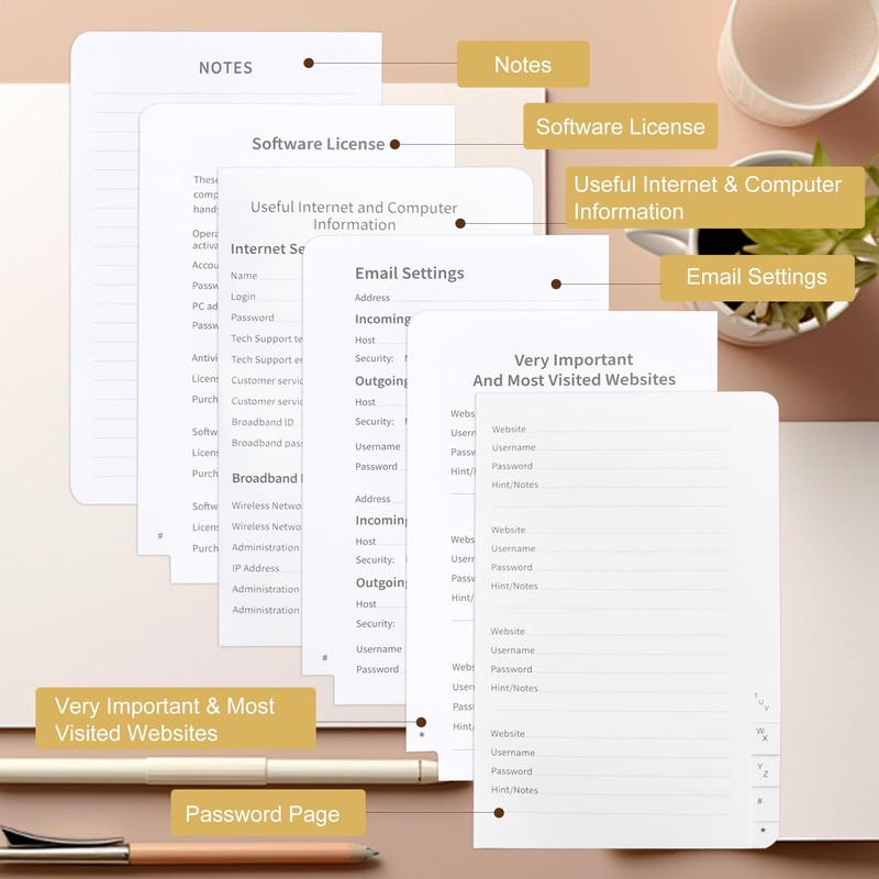 TECDW A6 Password Book Size 5.7 * 3.9 inches,Password Book