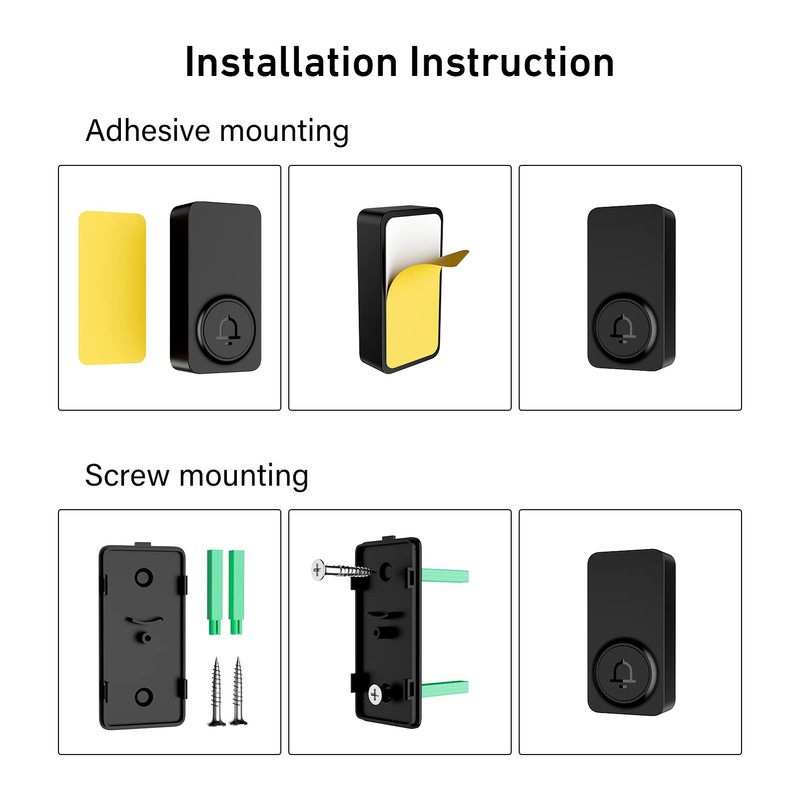 SECRUI Doorbell, 2 Button Wireless Doorbell with 1000ft Range, Adjustable