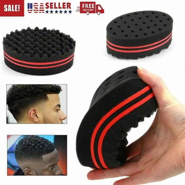 Red Double Side Magic Hair Brush Sponge Twist Wave Barber