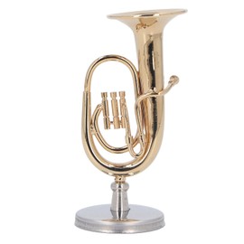 HEEPDD Mini Tuba Model, Miniature Tuba Model Brass Gold Plated Euphonium Mini Miniature Tuba Musical Instrument Model for Home School Office