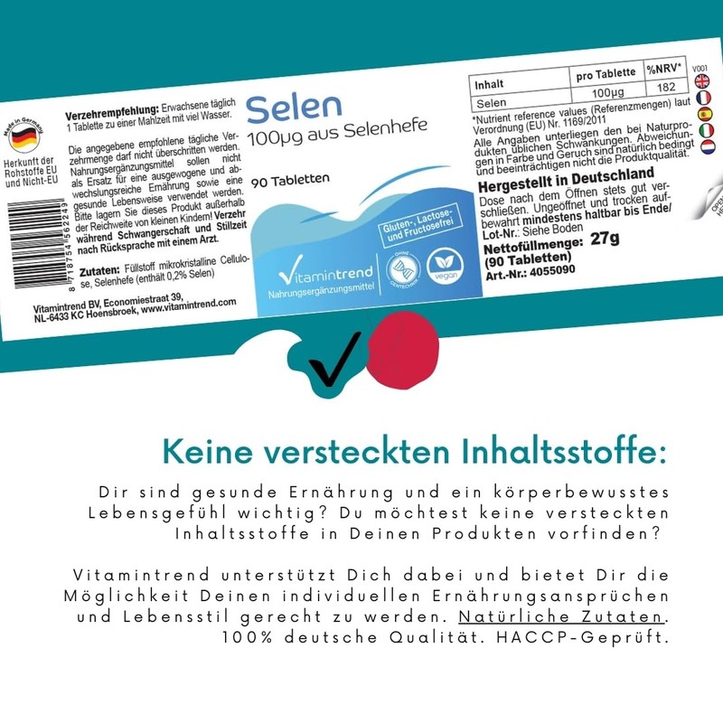 Selenium 100μg from Selenium Yeast - 90 Tablets - High