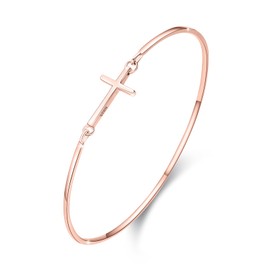 ZIPPICE Kreuz Armband Damen 925 Sterling Silber Kreuzarmband Christliches Armband Kreuz Armbänder Christlicher Schmuck Geschenke für Freundin Frauen Mädchen Mama (Roségold)