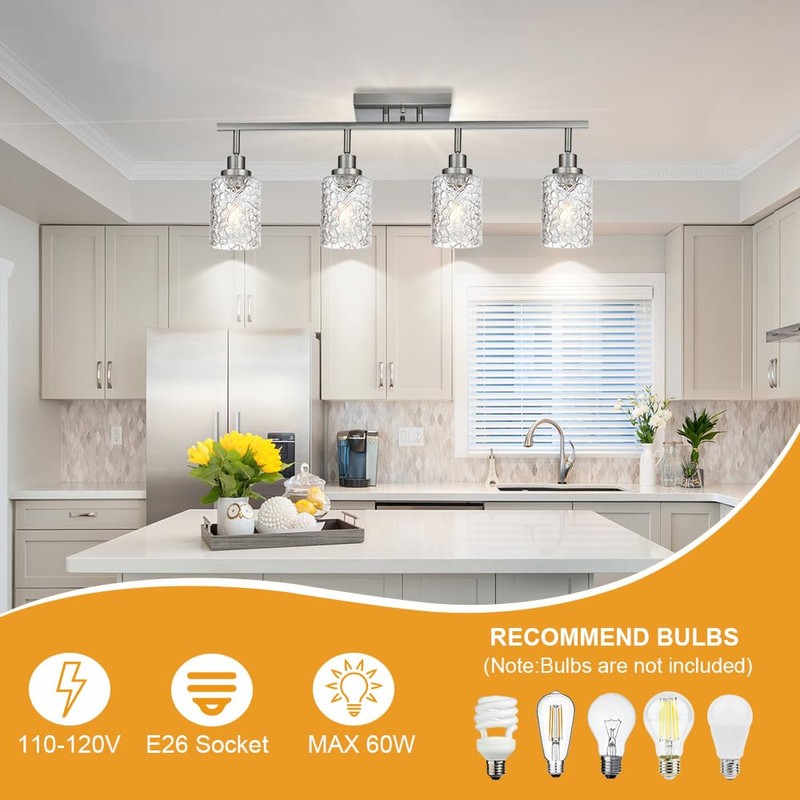 VINLUZ 2-Light Brushed Nickel Directional Spotlight Track Lighting Kit with