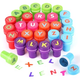 Diealles Kinder Stempel, 26 Stück Stempelset Alphabet Kinderstempel,Selbstfärbend für Kinder Party Favor, Schulpreise, Geburtstagsgeschenk, Lernen Requisiten
