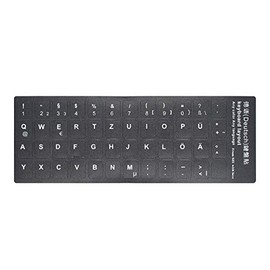 2 PCS German Keyboard Stickers with Non-Transparent Black Background & White Letters for PC/Computer/Laptop [Size of Each Key Sticker: 0.43" x 0.51"] (German)