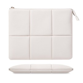 MoKo 12.9 Inch Tablet Case Compatible with Inches, Puffy PU Leather Tablet Protective Case with Integrated Elastic Band, Quilted Tablet Case, White