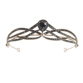 YADIRF Rhinestone Kids Girl Tiara Hair Band Bridal Princess Prom Crown Headband For Women Birthday Pageant Wedding Prom Princess Crown (Black)