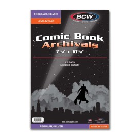 10 BCW Silver Age Comic Book 4 Mil Mylar Archivals Bags - Acid Free Polyester
