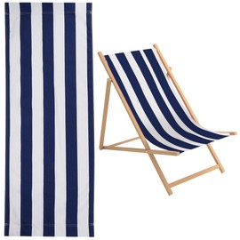 GORGECRAFT 1pcs Beach Sling Chair Replacement Canvas 435 * 1165mm Chair Cloth Prussian Blue and White Stripes Chair Fabric Reclining Sling Replacement for Sunbathing Garden Courtyard