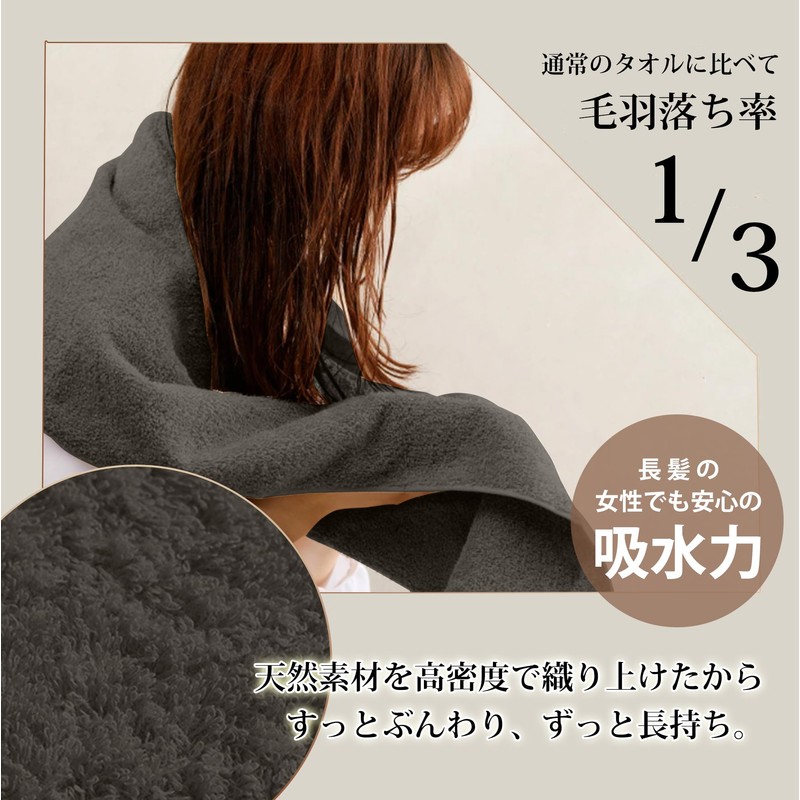 AYO Face Towels, Hotel Specifications, Set of 5, Carbon Gray,