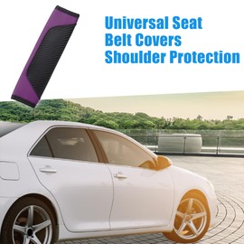 A ABSOPRO Cars Seat Belt Cover Carbon Fiber Leather Protection Black Purple