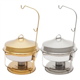 Chafing Dish Buffet Set 4.5/9L Round Chafing Dishes with Visible Window and Lid Holder Stainless Steel Catering Food Warmer for Party Restaurants, Hotels, and Schools (Gold, 4.5L/4.76Qt)