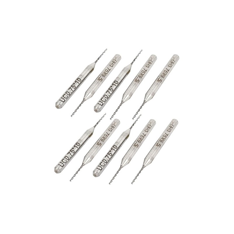 uxcell 10pcs 0.75mm Tip Spiral Flute Tungsten Carbide Micro PCB