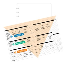 Planner Pad 7 Hole Loose Leaf 3-Tier Funnel Down 12 Month Organizer, July 2025 – June 2026 / Academic Year Black Ink, 8 1/2" x 11”