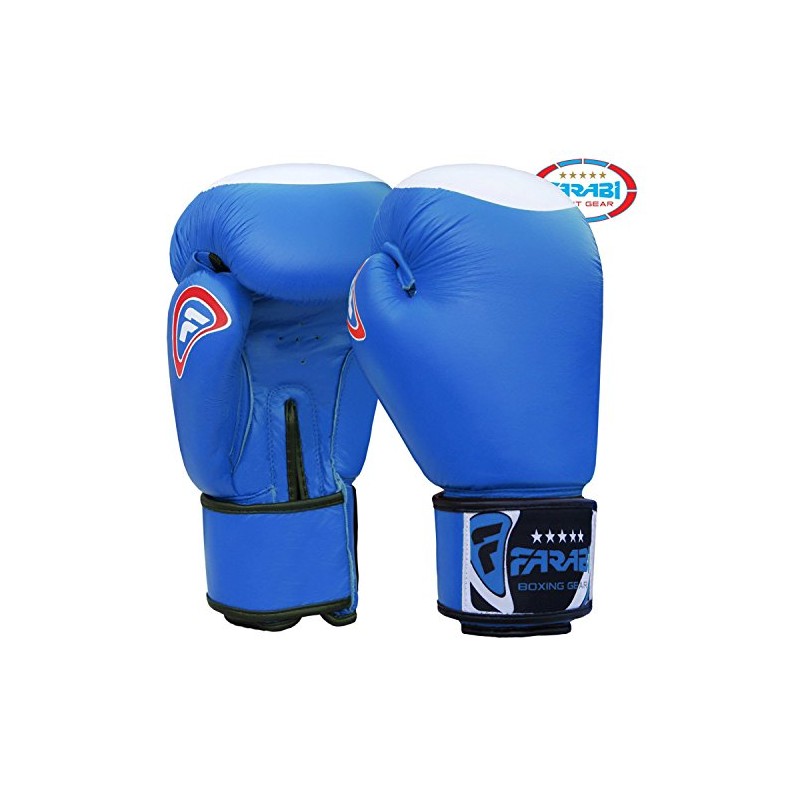 Farabi Boxing Gloves Real Leather Target Series (Blue, 12-oz)