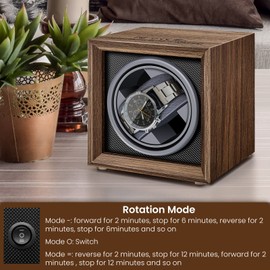 Automatic Watch Winder Box Single: Self Winding Watches Shaker Spinner Wooden Watch Turner Rotator Display Case with Quiet Motor - Men Mechanical Wrist Watches Rotating Holder Stand USB Powered, Black