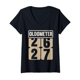 Womens Oldometer 26-27 Funny Birthday Live Legend Turning 27 His/He V-Neck T-Shirt