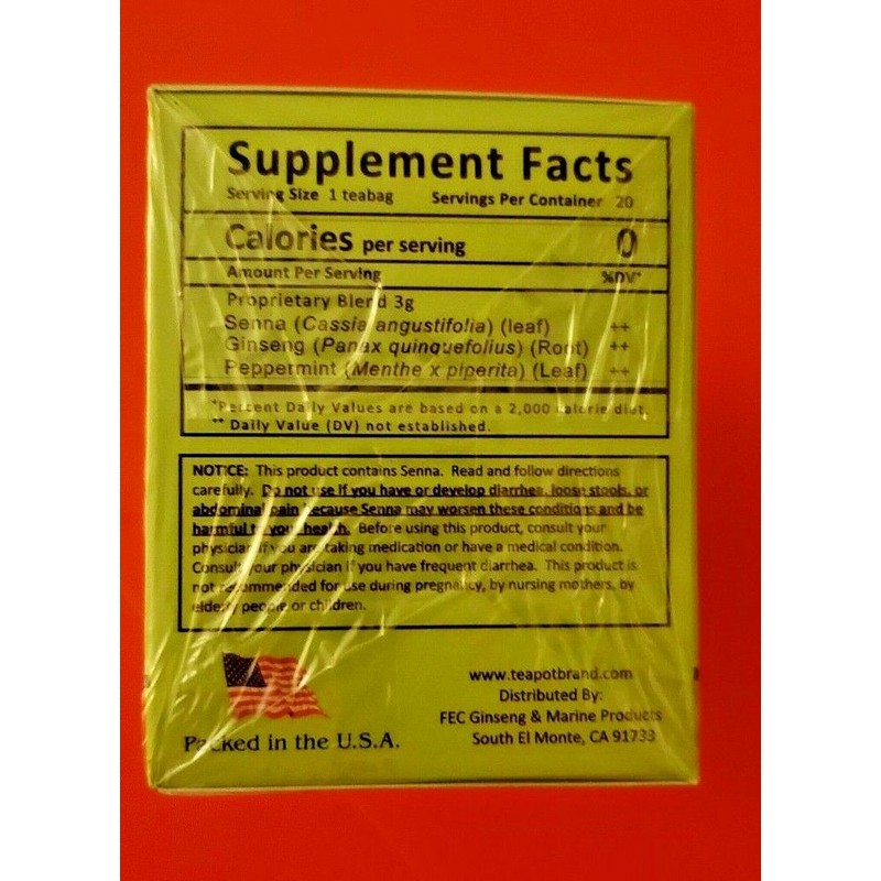 Teapot Brand 2 PACK PANAX HERBAL TEA DELIGHT CLEANSE TEA