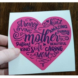 4.5" Mom Heart Decal Vinyl Sticker Pink Purple Love Mothers Day Gift Family Kids