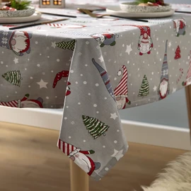 Catherine Lansfield Dining Christmas Gnomes Cotton 132x178 cm Table Cloth Grey/ Red