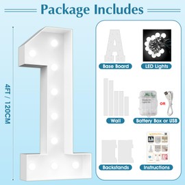 Ledido 4FT Marquee Light Up Numbers, Cool White Light Up Numbers Large Marquee Letters for Party Decorations,5th 15th Birthday Anniversary Decor, Number 5