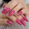 Coolnail Glossy 24pcs Dark Rose Pink Coffin False Nail Tips