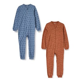PIPPI Unisex Baby Nightsuit with Zip (Pack of 2) Pyjamas, Blue Mirage, EU 24 Months, Blue Mirage