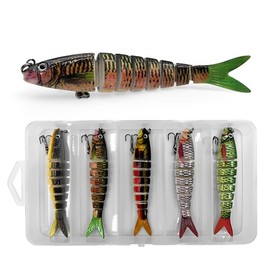 MIMIA Joint Lure, Slow Sinking, Set of 5, Lifelike Articulated Design, Realistic Fishing, Sea Fishing, River Fishing, Bass Fishing, Rock Fish, Trout, Sea Bass, Flounder, Bass, Saltwater, Freshwater (8