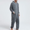Lu's Chic Men's Hooded Onesie Pajamas Lightweight Fuzzy Fleece Full