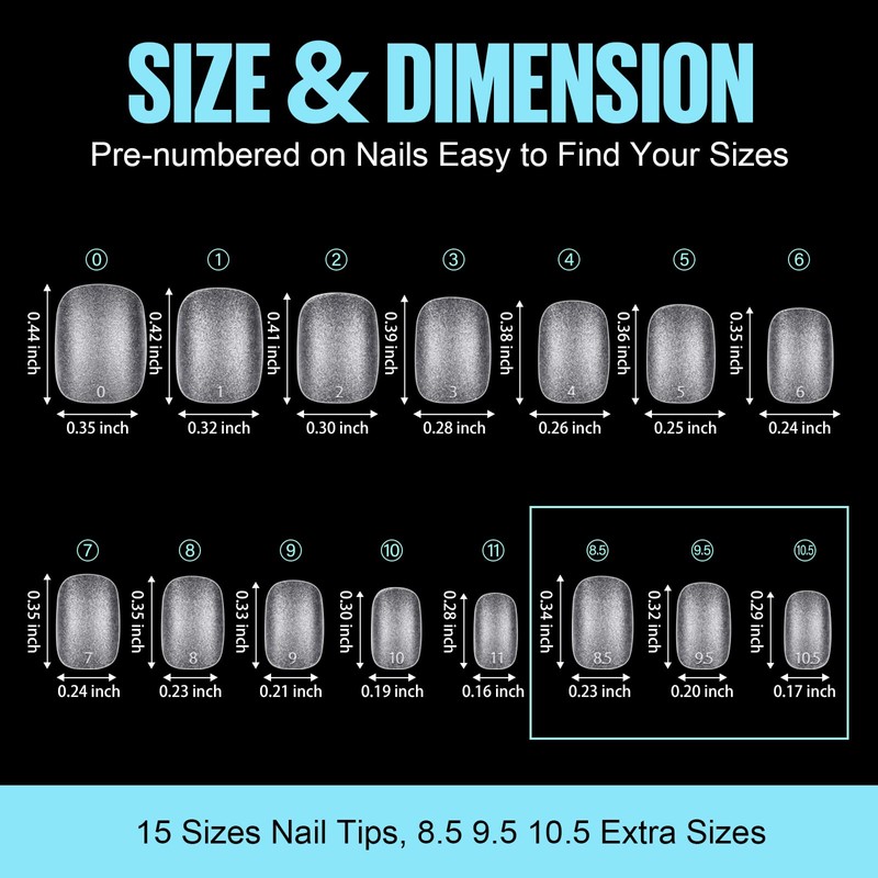 TOMICCA Extra Short Oval Nail Tips - 360Pcs Soft Gel
