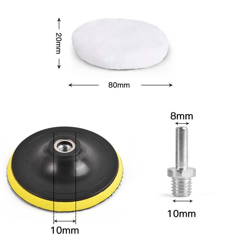 Kshineni 7 Pcs 3 Inch (80 mm) Wool Buffing Polishing