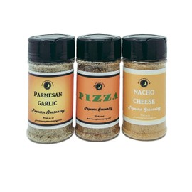 Premium | POPCORN SEASONING Variety 3 Pack | Parmesan Garlic Popcorn Seasoning | Pizza Popcorn Seasoning | Nacho Cheese Popcorn Seasoning | Crafted in Small Batches with Premium Farm Fresh Ingredients