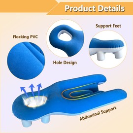 Face Down Pillow After Eye Surgery, Prone Pillow with Arm Hole for Sleeping, Retinal Detachment Vitrectomy Recovery Lying Pillow, Inflatable Face Support Post Eye Surgery Head Cradle (Blue)