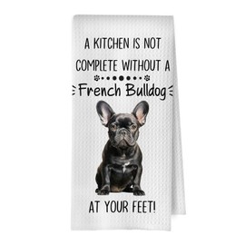 BlissfulAbon French Bulldog Kitchen Towels - Funny French Bulldog Gifts Decorative Waffle Weave Dish Towels, Frenchie Gifts Hand Tea Towel, 16×24 Inches