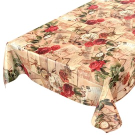 ANRO Oilcloth Tablecloth Oilcloth Tablecloth Country House Roses Letters 120 x 140 cm
