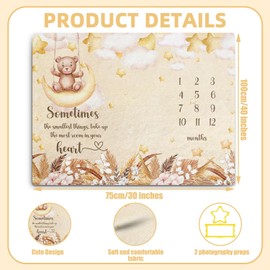 Guawubiang Winnie Baby Milestone Blanket, Polyester Twin/Throw (30" x 40") Yellow Single Layered Cartoon Art Deco Baby Milestone Blanket, All Seasons, Hand Wash, 1 Count