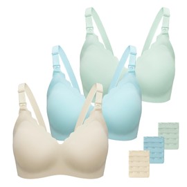 Dresime Nursing Bras for Breastfeeding 3 Pack Seamless Maternity Bra Ultra Comfort Pregnancy Sleep Bralette for Women