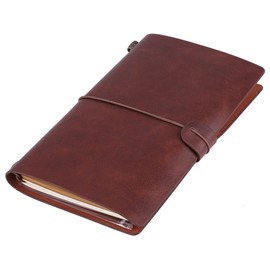 Cuaderno diario, cuaderno clásico de cuero de la PU Cuaderno diario personalizado Diario recargable para hombres y mujeres(Dark Drown)