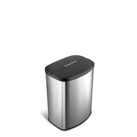NINESTARS DZT-8-1 Automatic Touchless Infrared Motion Sensor Trash Can, 2 Gal 8L, Stainless Steel Base (Rectangular, Black Lid)