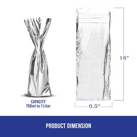 MT Products Silver Metallic Mylar Wine Gift Bags 6.5" x 18" - Great for wine Pull - Pack of 25