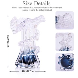 Blue White Clear Wave Vases Gradient, Murano Hand Blown Glass Vase Unique Art Decorative, for Ocean Themed Coastal Home Centerpiece Modern Office Entrance Table Creativity