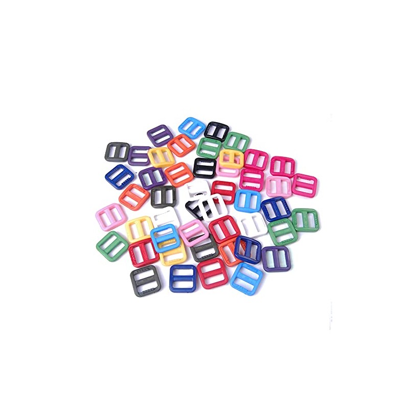 CooBigo 25pcs Mixed Color Plastic Slider Tri Glide Adjust Buckles