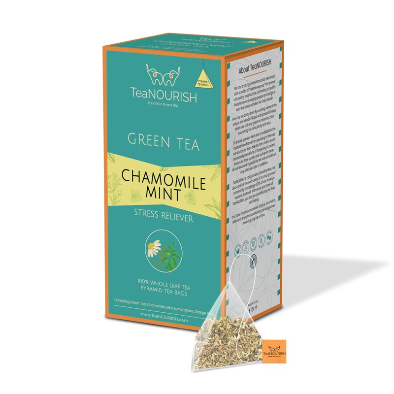 TeaNOURISH Chamomile Mint Green Tea | 20 Count Pyramid Tea