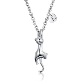 AILAAILA Kitty Cat Necklace for Women | Heart Initial Letter Necklace | Stainless Steel Pendant Jewelry Gifts for Pet Cat Lover Daughter K