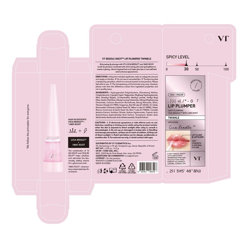 VT COSMETICS Readle S Lip Plumper 4.3g Moisturizing Transparent Glossy