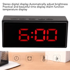 QANYEGN Digital Alarm Clock, Large Mirrored LED Clock, Large Display Digital Smart Clock with Diming Mode for Bedroom, Living Room (Red)