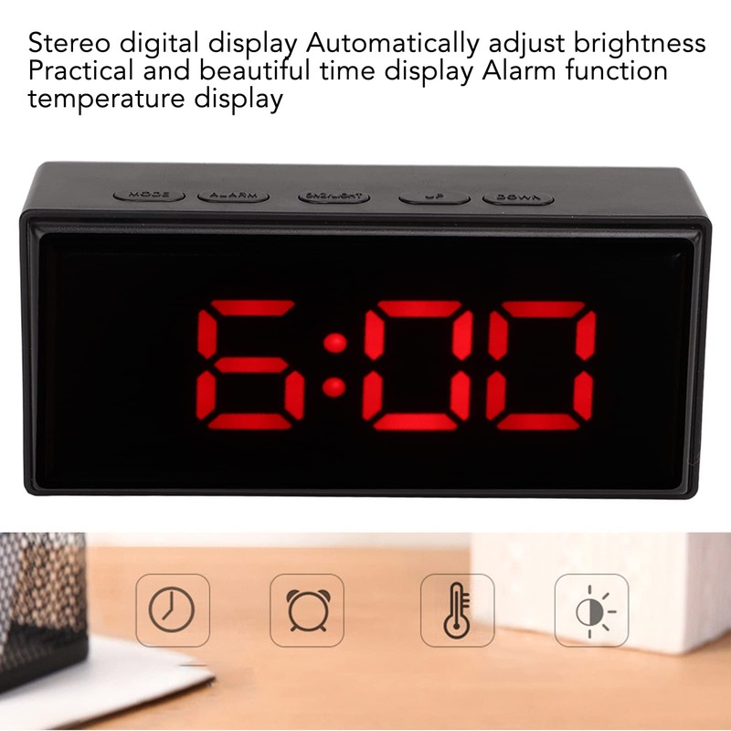 QANYEGN Digital Alarm Clock, Large Mirrored LED Clock, Large Display