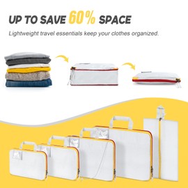 5 Set Compression Packing Cubes,Travel Essentials for Carry on, Water Resistant Bags for Luggage,Backpack and Suitcase,Organizer Bags Set for Travel Accessories with name tag