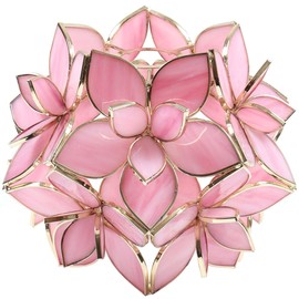 Bieye S10833 Tiffany Style Stained Glass Flower Petal Lampshade (Pink, 8" Rose Lily)